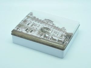 Rectángulo de galletas caja de lata