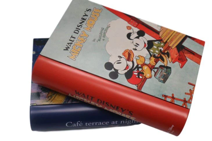 Caja de estaño forma de libro, latas de palomitas de maíz